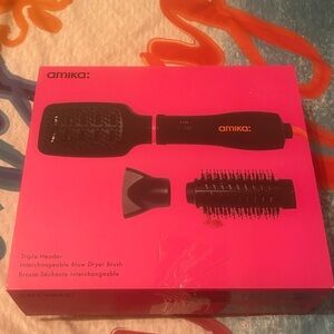 Amika Triple Header Blow Dryer Brush Set - Black and Pink